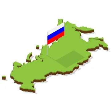 Russia map with flag isometric Stock Illustration