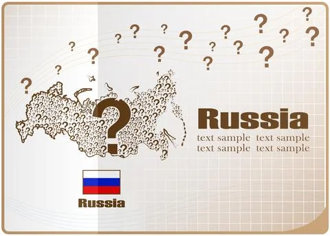 Russia map flag made from question mark. Stock Illustration