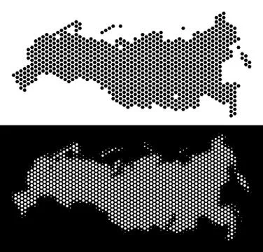 Russia Map Hexagon Scheme Ilustração Stock