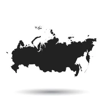 Russia map icon. Flat vector illustration. Russia sign symbol with shadow on  Stock Illustration