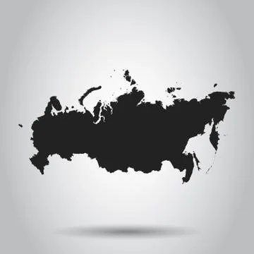 Russia map icon. Flat vector illustration. Russia sign symbol with shadow on  Ilustración de archivo