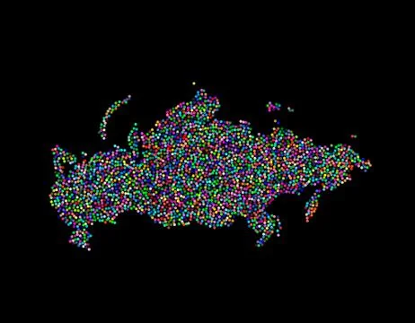 Russia map. Isolated on black background. Vector illustration. Stock Illustration