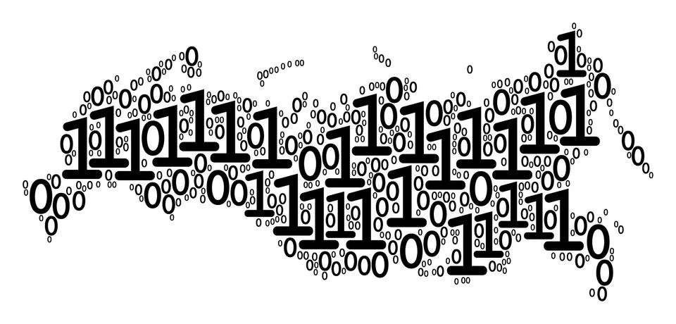 Russia Map Mosaic of Binary Digits Illustrazione stock