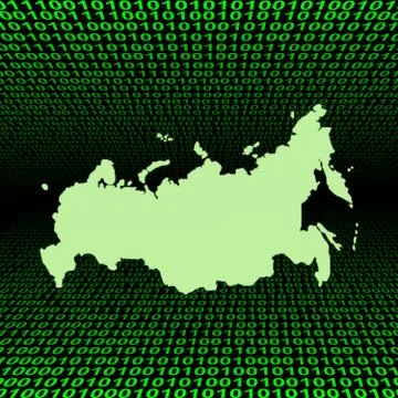 Russia map over binary code 스톡 일러스트