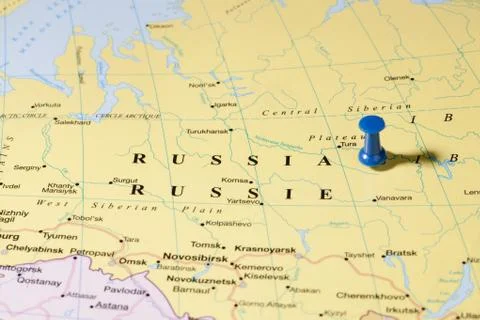 Russia on map Stock Photos