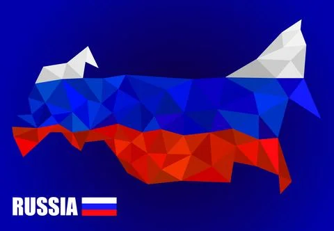 Russia map vector low polygon style, geometric polygonal style map with flag Stock Illustration