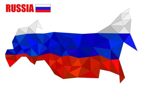 Russia map vector low polygon style isolated on white background, geometric p Stock Illustration