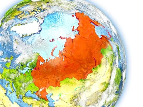 Russia on model of Earth Illustrazione stock