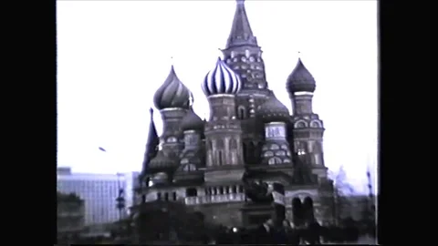 Russia, Moscow 1960s Red Square, St. Basil's Cathedral and Kremlin - Vintage 8mm Stock Footage