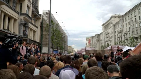 RUSSIA, MOSCOW - JUNE 12, 2017: Rally Against Corruption Organized by Navalny on Stock Footage 76878341