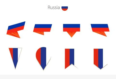 Russia national flag collection, eight versions of Russia vector flags. 스톡 일러스트
