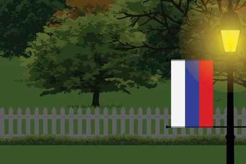 Russia Night Trees Lamp Vector Illustration Stock-Illustration