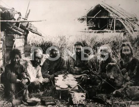 Russia nivhki tribals early of island historic Stock Photos