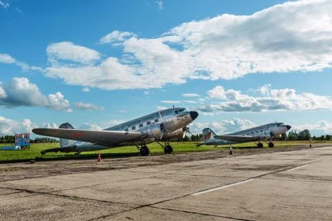 Russia, Oreshkovo Village, Ryazan Region June 30, 2019. Old planes at the air Stock Photos