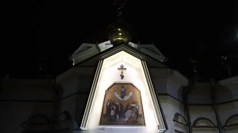 Russia: Orthodox Christians mark Easter at cathedral in Russias Novosibi... Stock Footage 332600764