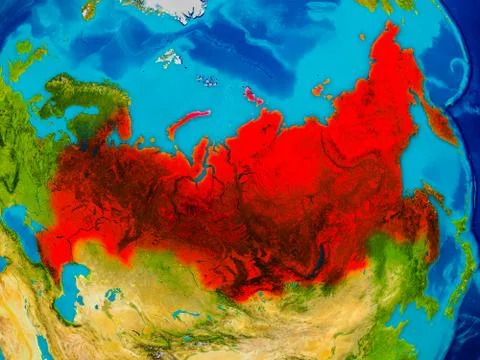 Russia on physical map イラスト素材