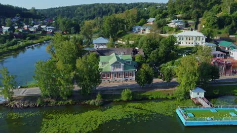 Russia, Ples, June 05 2024 Rural houses in the summer in the village Stock Footage 280993707