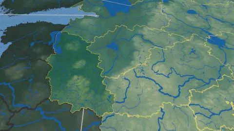 Russia - Pskov outlined on physical map Stock Illustration