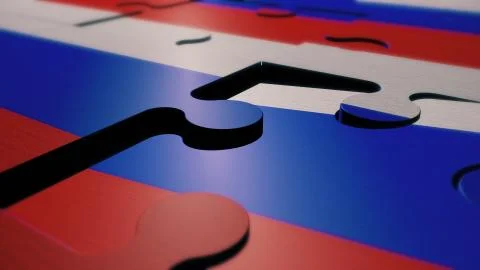 Russia puzzle flag 3d render Stock Illustration
