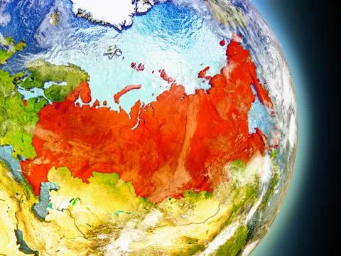 Russia in red from space Stock Illustration