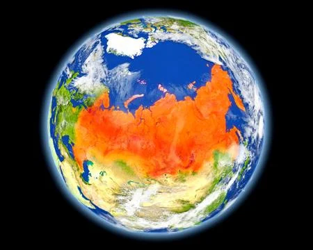 Russia in red from space イラスト素材