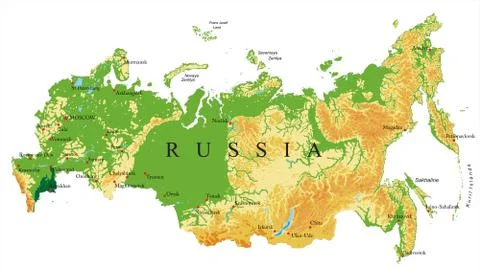 Russia relief map Stock Illustration