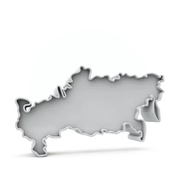 Russia simple 3D map in white grey. 3D Rendering Illustrazione stock