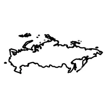 Russia - solid black outline border map of country area. Simple flat vector 스톡 일러스트