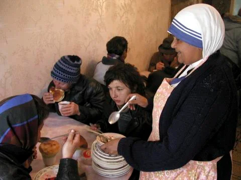 Russia soup kitchen run by sisters of charity Stock Photos
