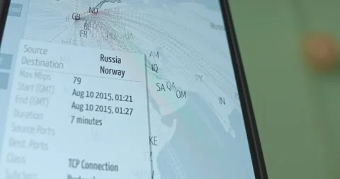 Russia as source of cyber attacks and destination is Norway, 2015 year Stock Footage 321753741