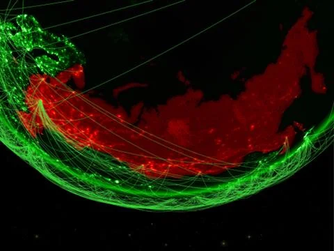 Russia from space with network イラスト素材
