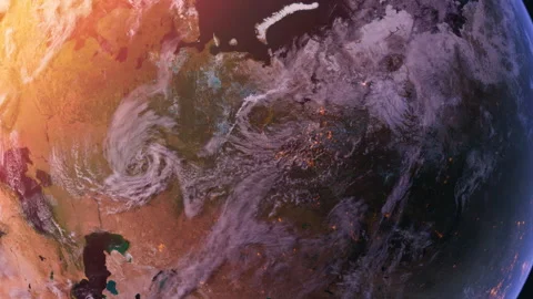 Russia From Space. Sunset. View from Space Orbit. Planet Earth. Globe Stock Footage 327968289