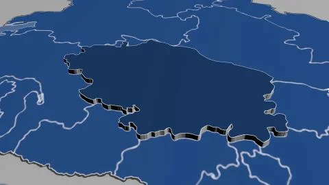 Russia - Stavropol extruded on solid map Stock Illustration