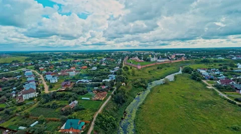 Russia, Suzdal, monastery of Saint Euthymius July 14, 2015 shooting (air) Stock-Footage 52446894