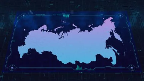 Russia Technology HUD UI Map Stock Illustration