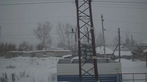 Russia train window point of view winter Stock Footage 86903291