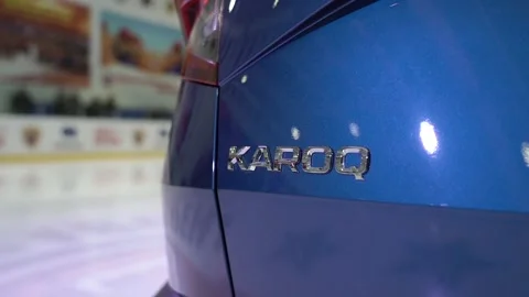 RUSSIA, TULA - April 10, 2020:Presentation of the new karoq at the hockey rink Stock Footage 131304703