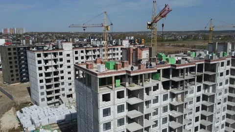 RUSSIA, TULA - May 20, 2022: Construction of new houses residential complex Stock Footage 198184792