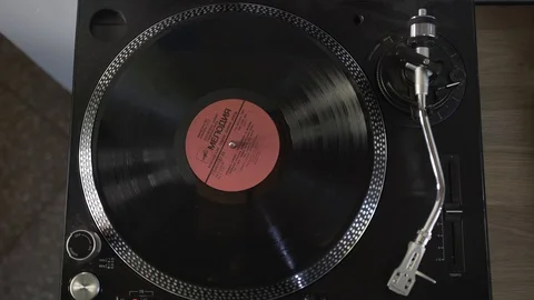 RUSSIA, TULA - May 7, 2019:Classical relaxing music played in gramophone at home Stock Footage 129173778