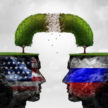 Russia United States Relations Problem 库存插图