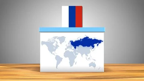 Russia Voting Box with World Map Illustrazione stock