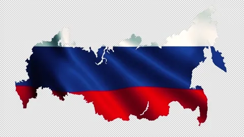Russia waving flag map with alpha channel and seamless loop Stock Footage 148560521