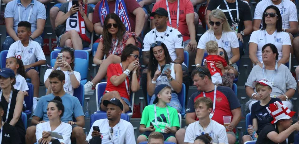 Russia World Cup 2018. Rebekah Vardy With Annie Kilner Kyle Walker's Partner Dur Stock Photos