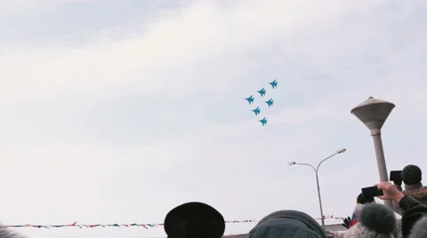 Russian Air Force flight groups airshow Stock Footage 61965653