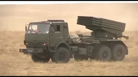 Russian Army - Grad missile system takes... | Stock Video | Pond5