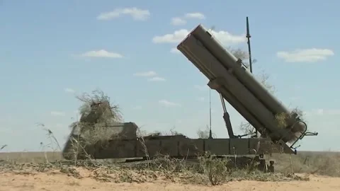 Russian Army - a mobile missile complex is being prepared to launch missiles Stock Footage 245166152