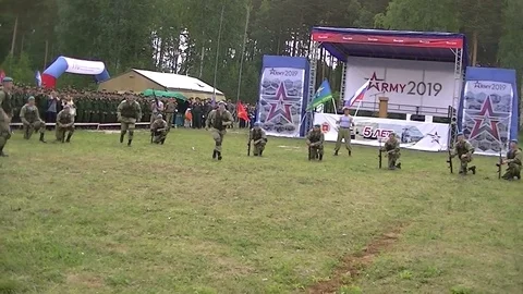 Russian army scouts demonstrate hand-to-hand combat techniques 7 Stock Footage 111501845