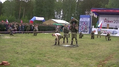 Russian army scouts demonstrate hand-to-hand combat techniques 10 Video stock 111501960
