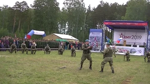 Russian army scouts demonstrate hand-to-hand combat techniques 12 Stock Footage 111502640
