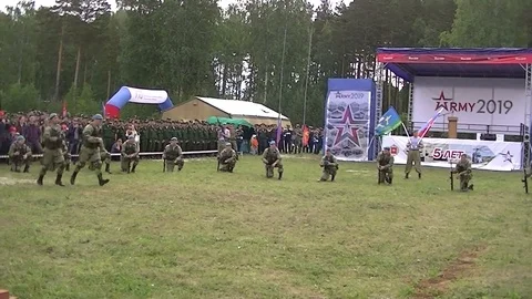 Russian army scouts demonstrate hand-to-hand combat techniques 14 Stock Footage 111502802